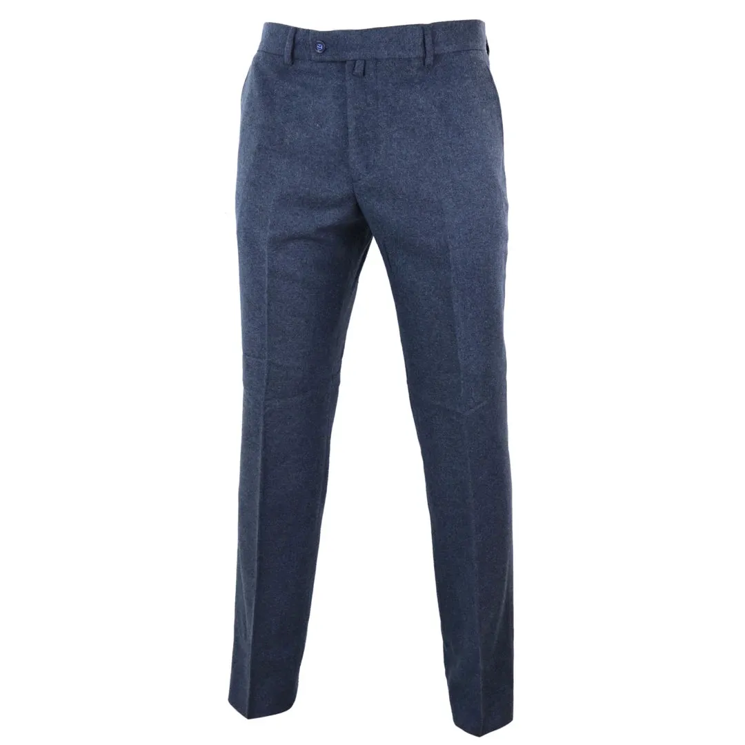 Men's Tweed Modern Fit Trousers Black Grey Blue