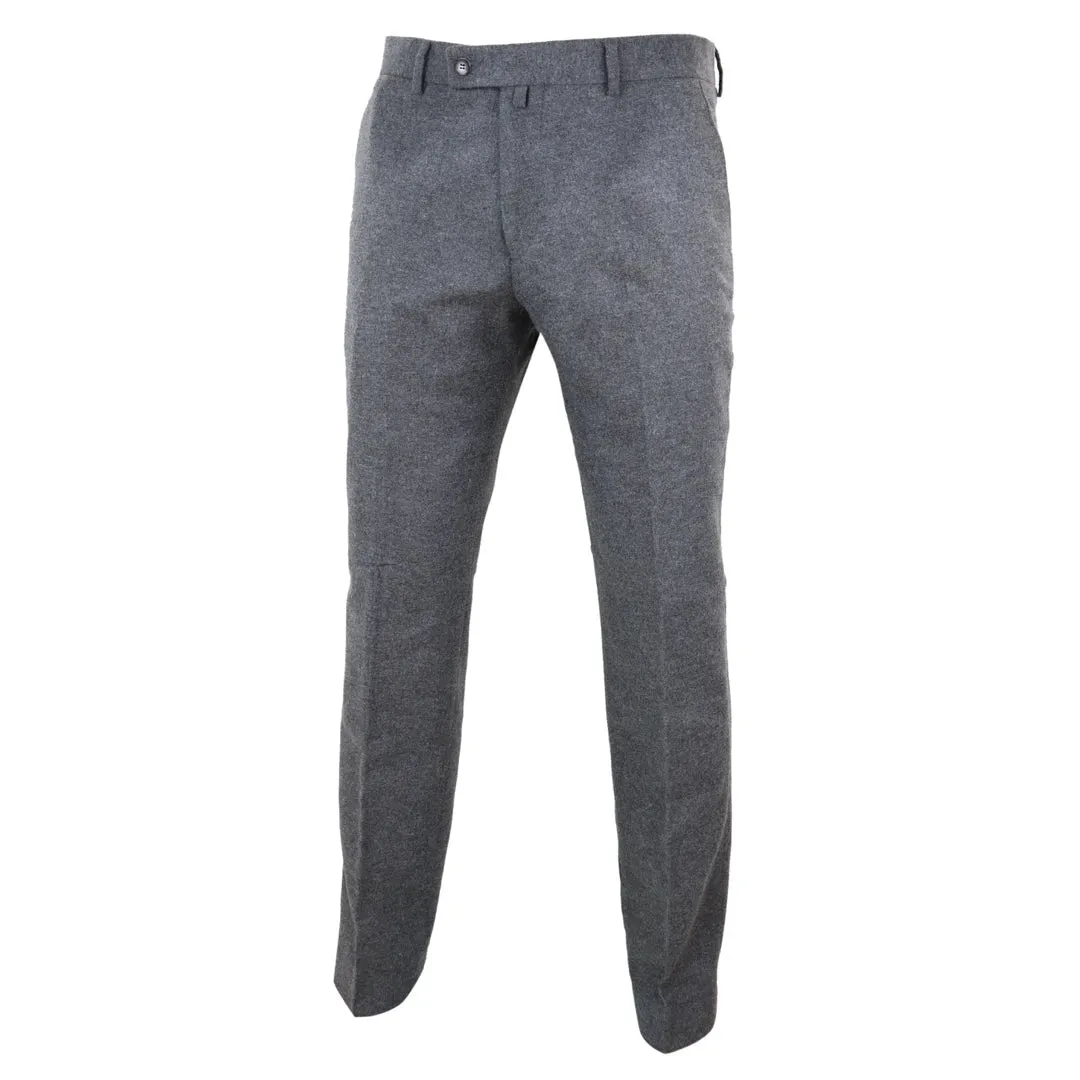 Men's Tweed Modern Fit Trousers Black Grey Blue