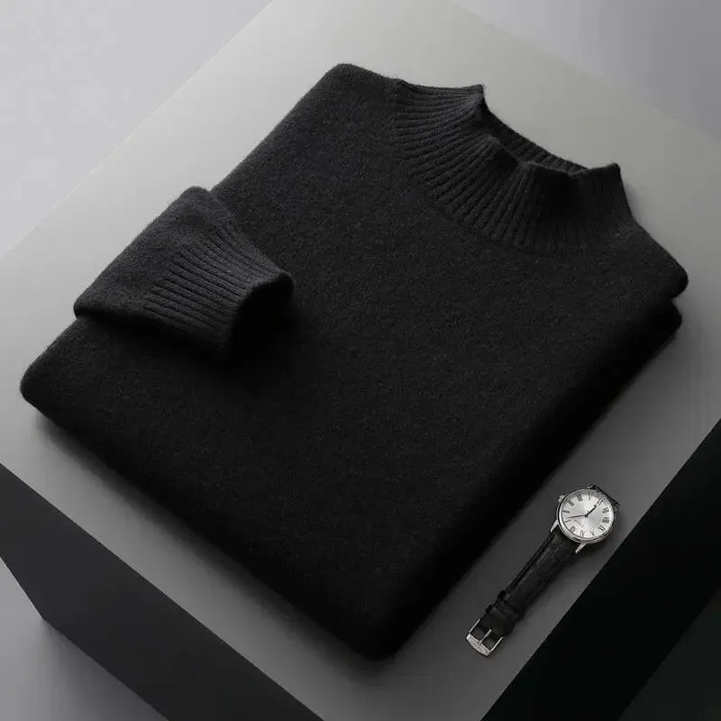 Men's Wool Cashmere Half Turtleneck Sweater for Ultimate Comfort and Style