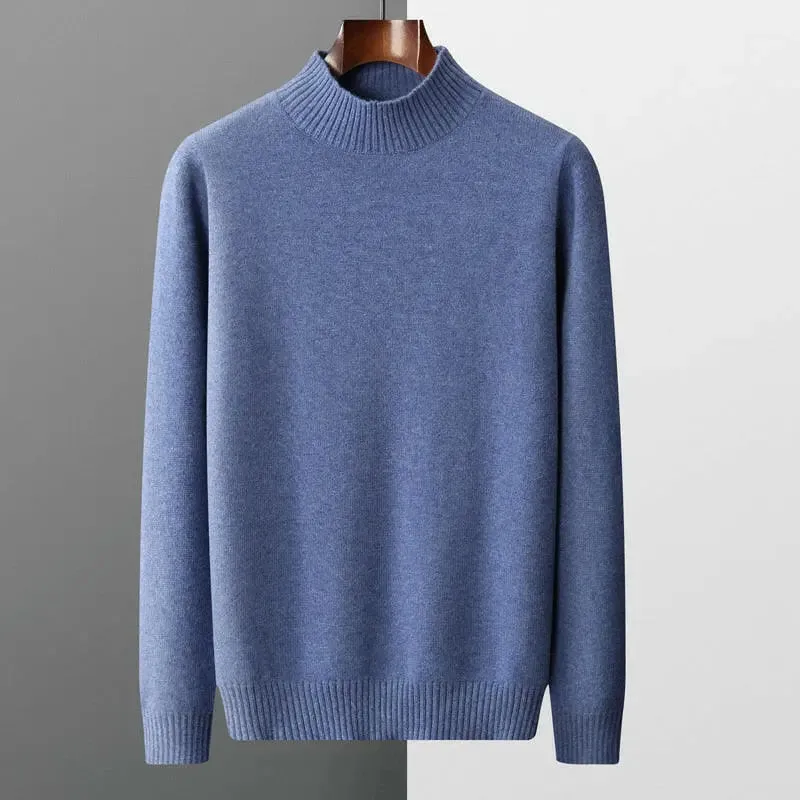 Men's Wool Cashmere Half Turtleneck Sweater for Ultimate Comfort and Style