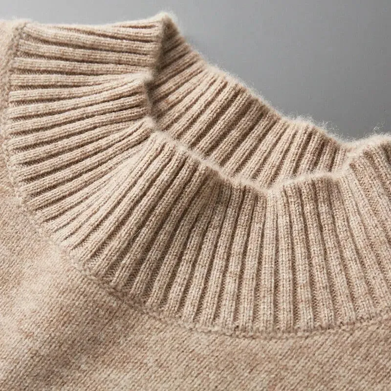 Men's Wool Cashmere Half Turtleneck Sweater for Ultimate Comfort and Style