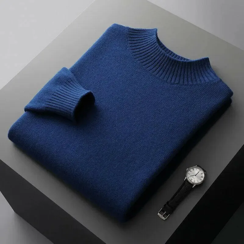 Men's Wool Cashmere Half Turtleneck Sweater for Ultimate Comfort and Style