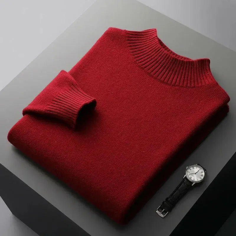 Men's Wool Cashmere Half Turtleneck Sweater for Ultimate Comfort and Style