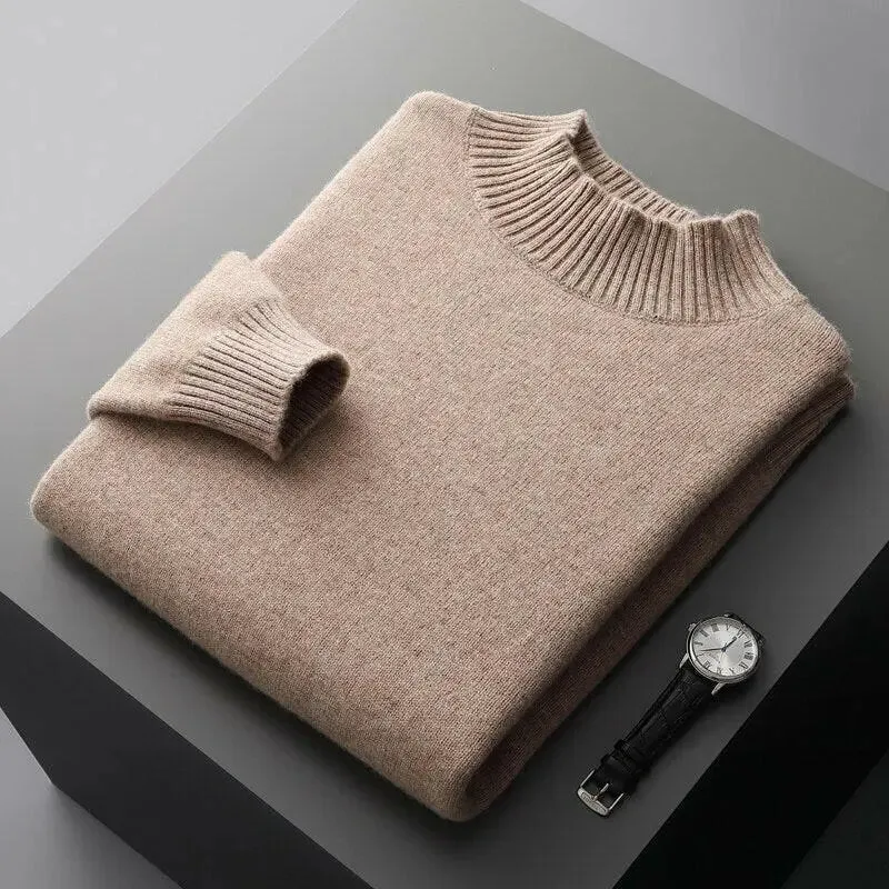 Men's Wool Cashmere Half Turtleneck Sweater for Ultimate Comfort and Style