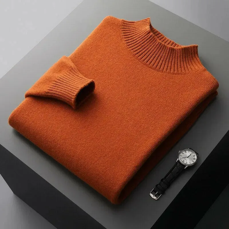 Men's Wool Cashmere Half Turtleneck Sweater for Ultimate Comfort and Style