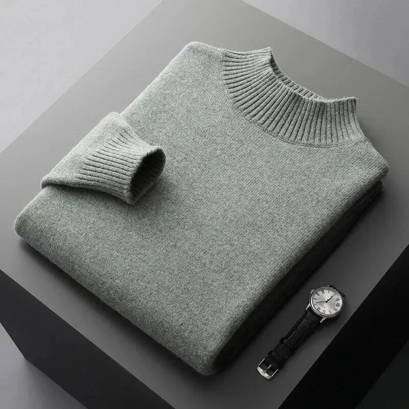 Men's Wool Cashmere Half Turtleneck Sweater for Ultimate Comfort and Style