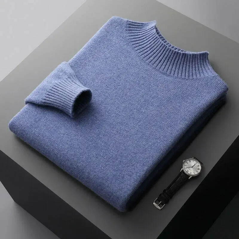 Men's Wool Cashmere Half Turtleneck Sweater for Ultimate Comfort and Style