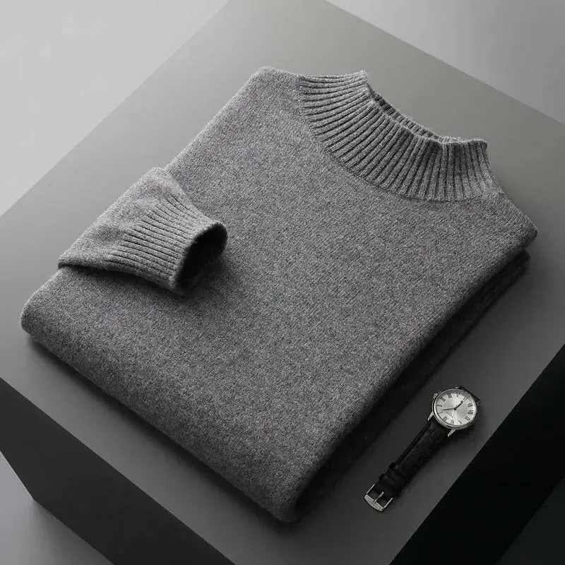 Men's Wool Cashmere Half Turtleneck Sweater for Ultimate Comfort and Style