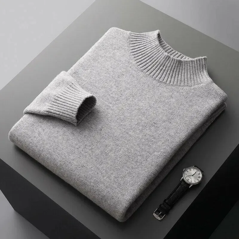 Men's Wool Cashmere Half Turtleneck Sweater for Ultimate Comfort and Style