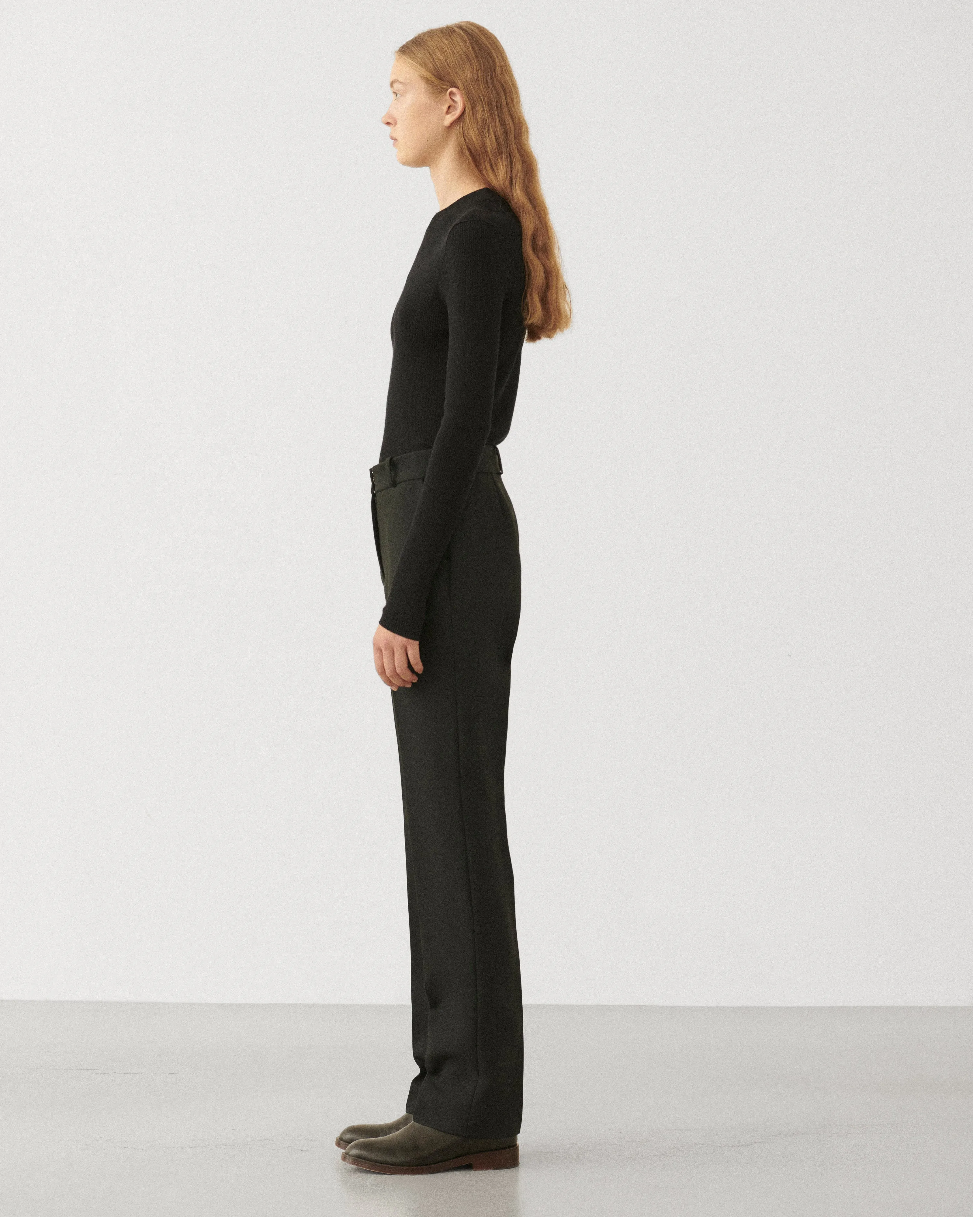 Mick Trousers in Wool Viscose, Black