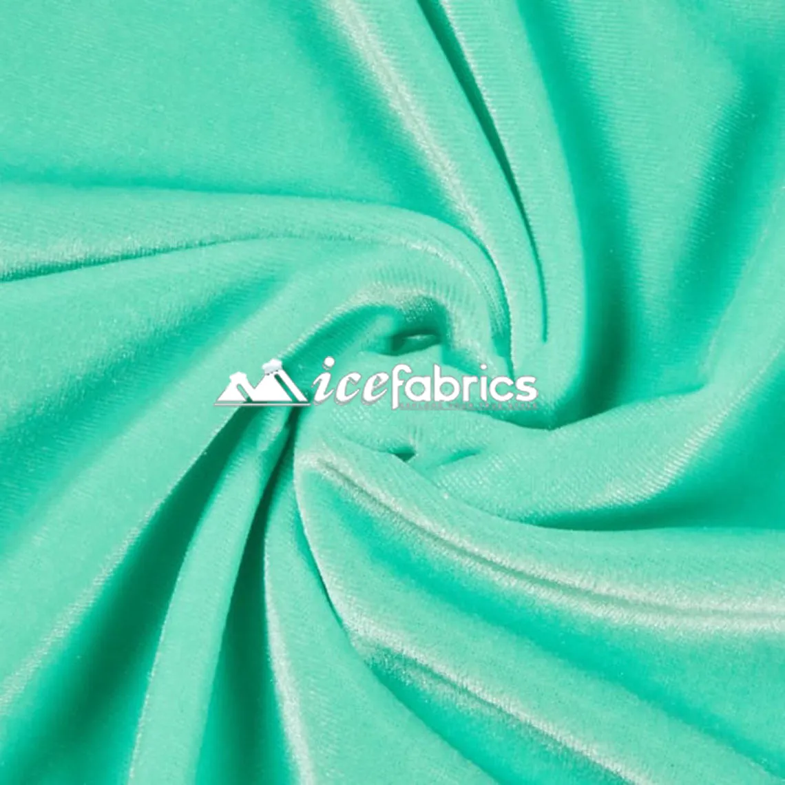 Mint Poly Spandex 4 Way Stretch Velvet Fabric/ super Soft