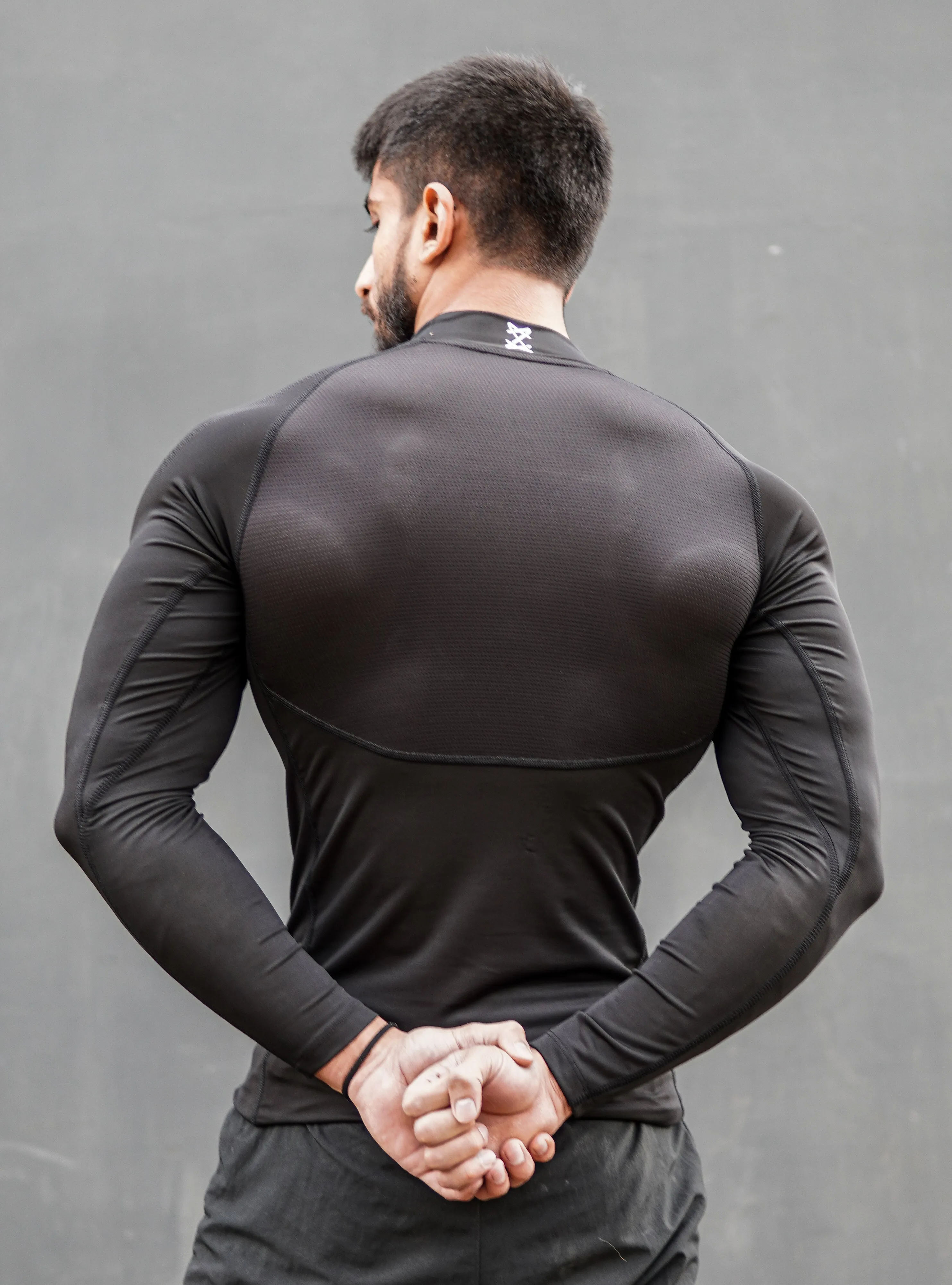 Mock neck compression Full sleeve - black