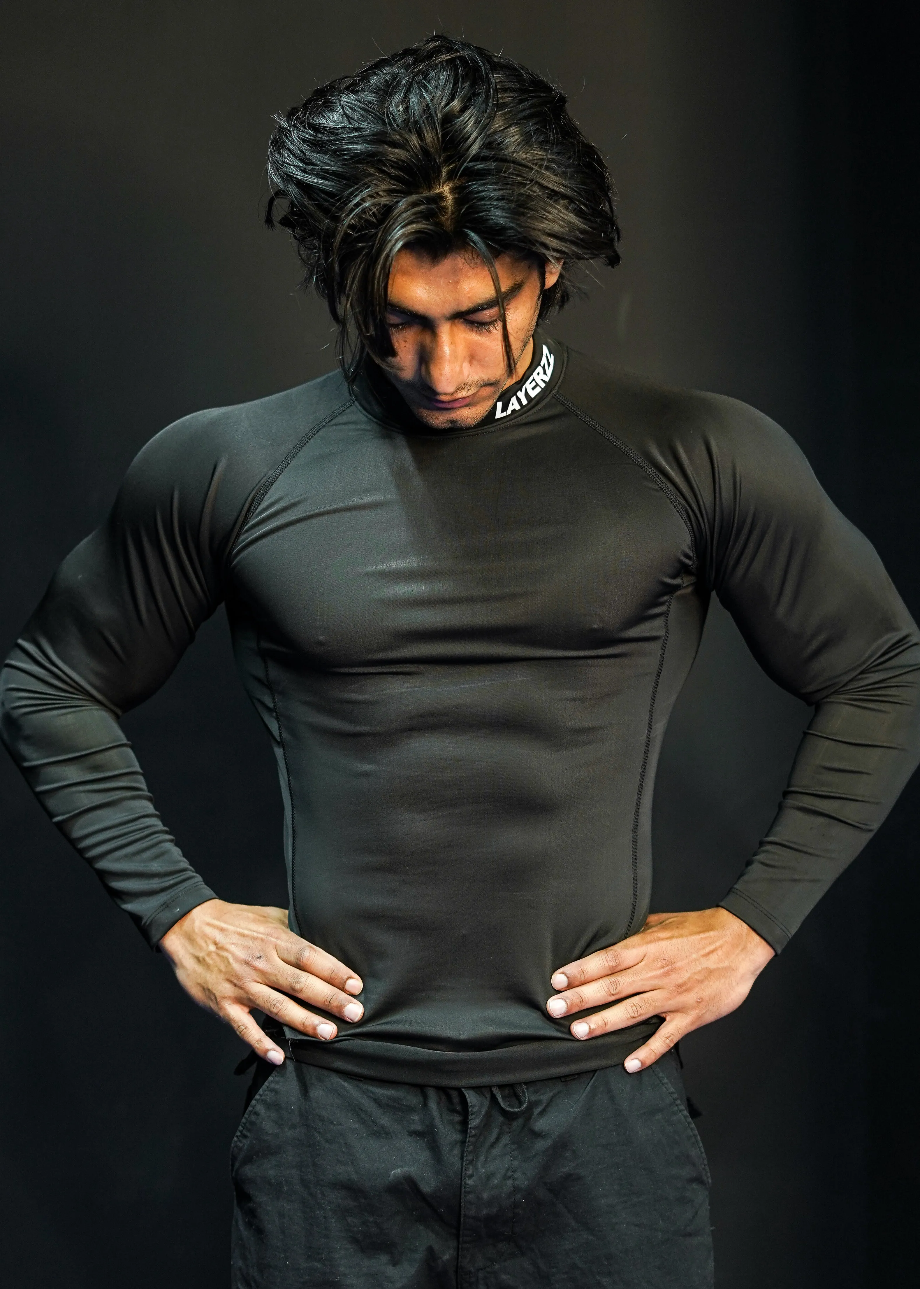 Mock neck compression Full sleeve - black