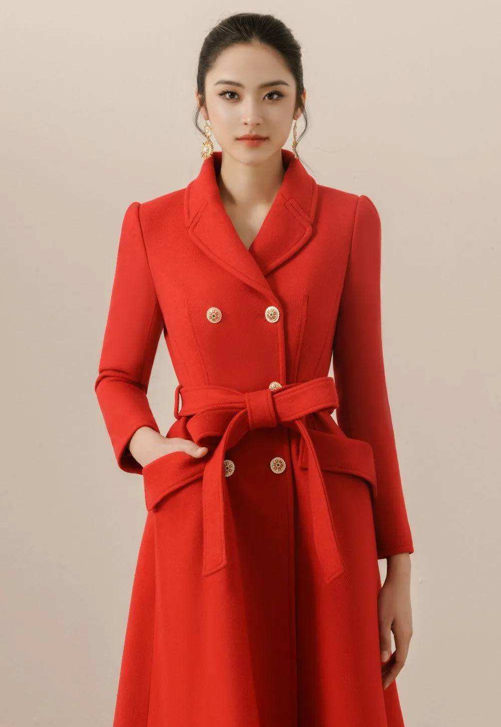 Mona Louise A-line Double Breasted Tweed Trench Coat