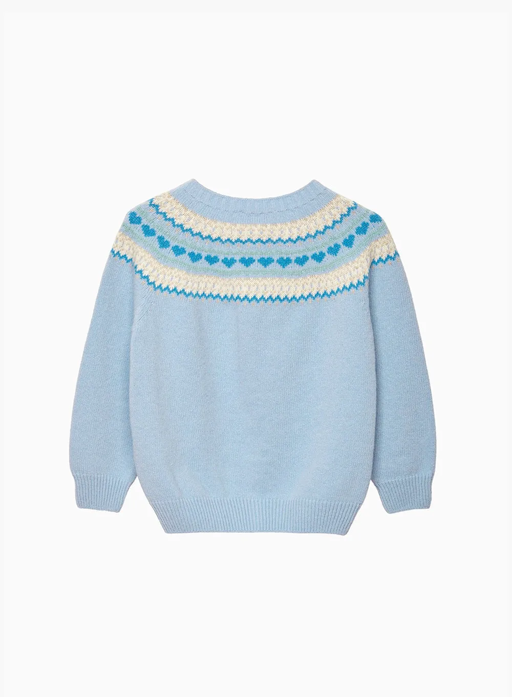 Natasha Fair Isle Cardigan in Pale Blue