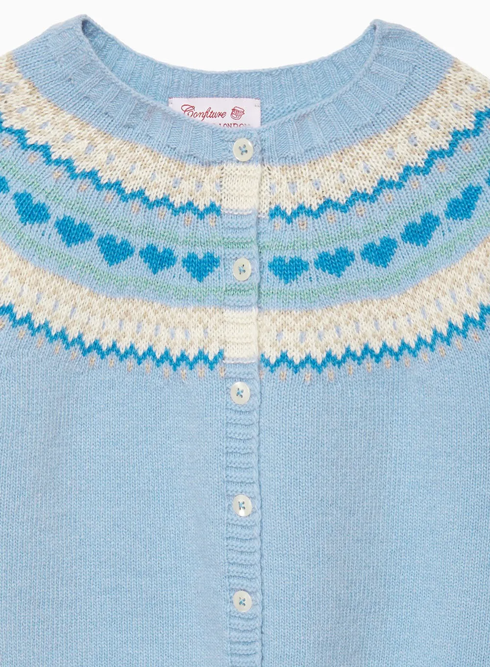 Natasha Fair Isle Cardigan in Pale Blue