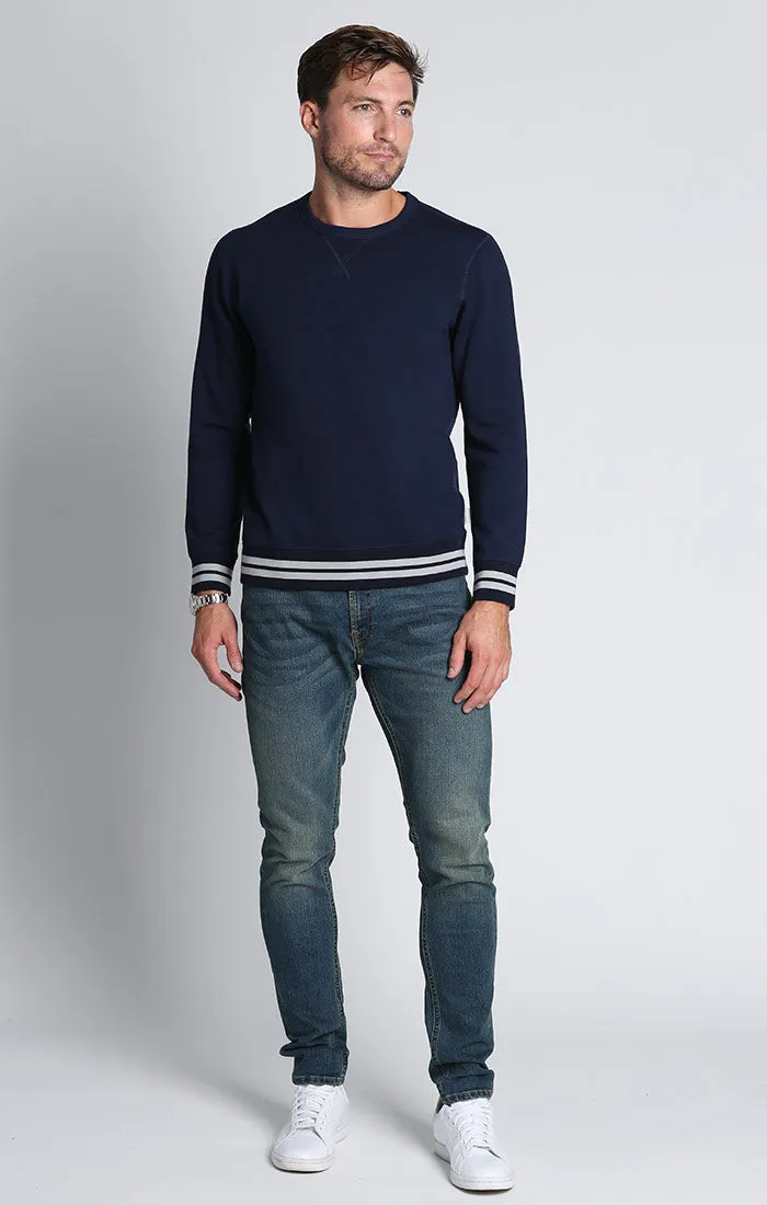 Navy Soft Touch Varsity Crewneck Pullover