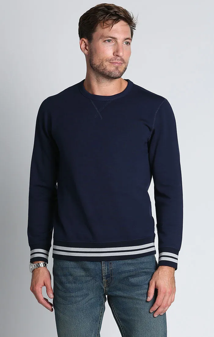 Navy Soft Touch Varsity Crewneck Pullover