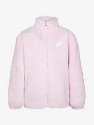 Nike Girls Faux Fur Jacket in Pink