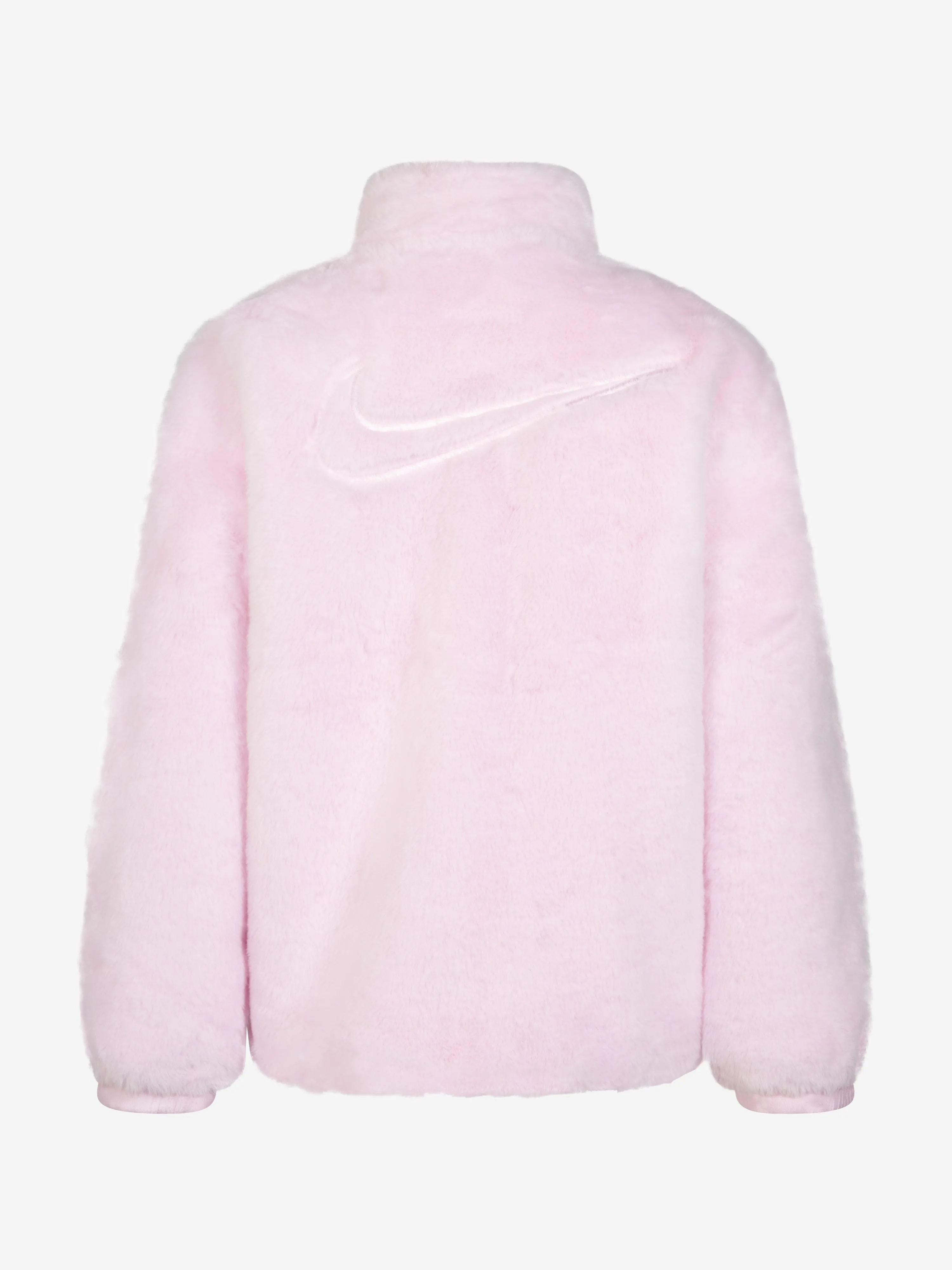 Nike Girls Faux Fur Jacket in Pink