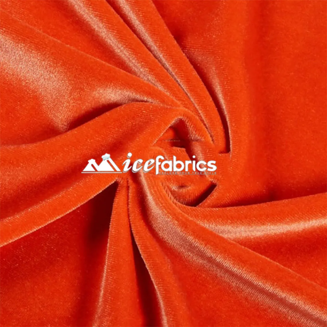 Orange Poly Spandex 4 Way Stretch Velvet Fabric/ super Soft