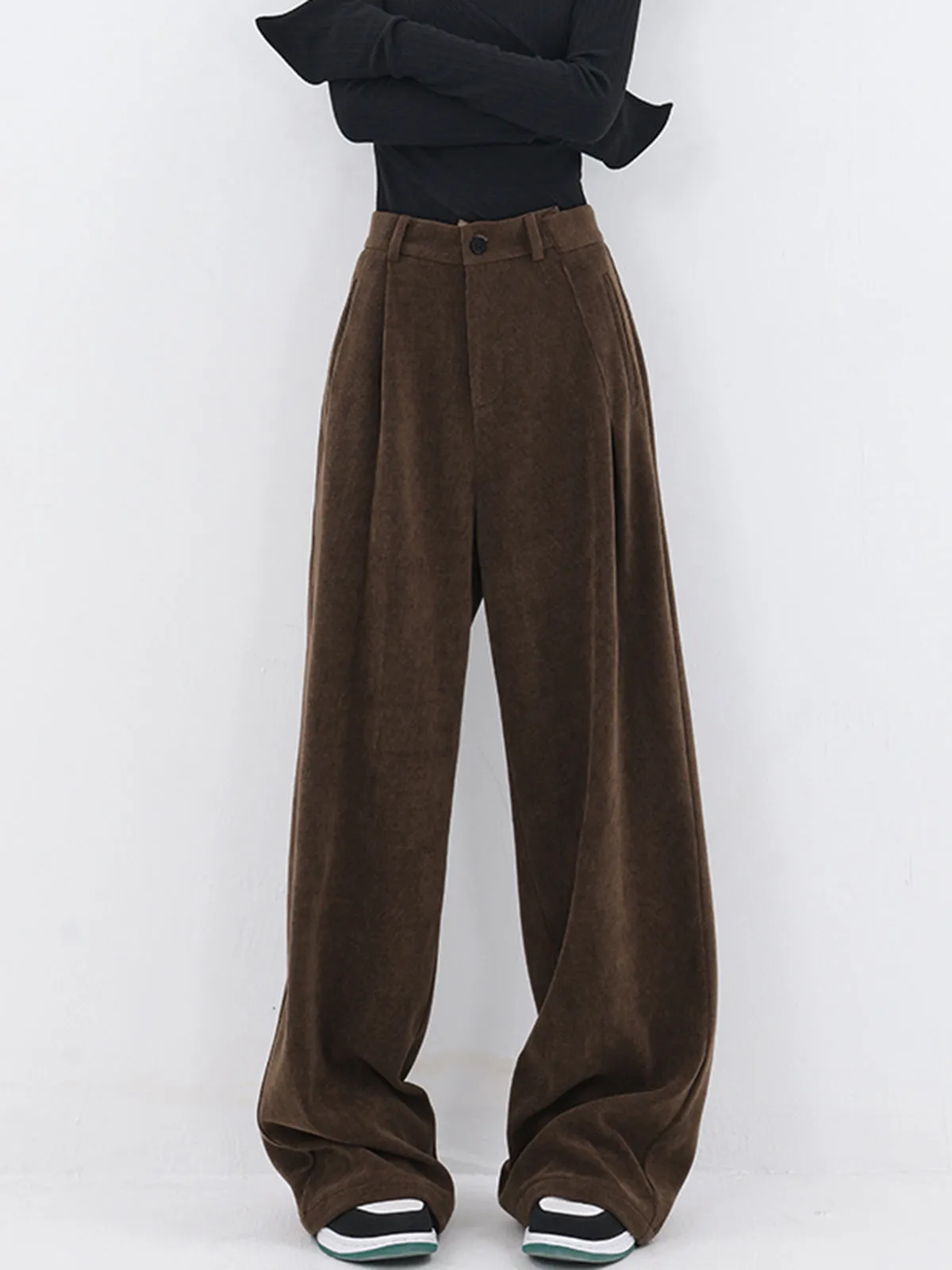 Oversized Corduroy Pleated Trendy Wide Leg Pants