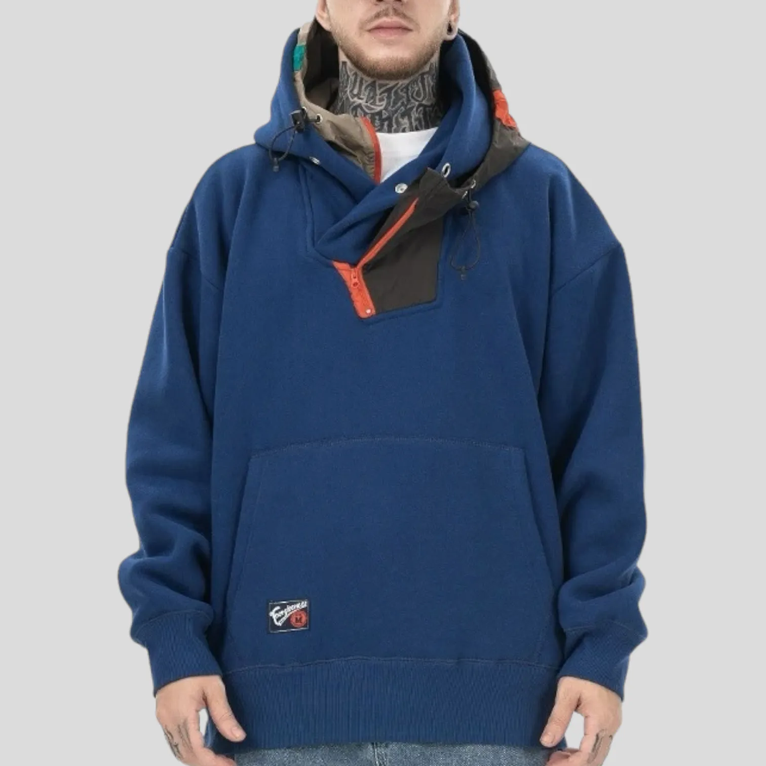 Oversized fit double hooded heavy fleece hoodie