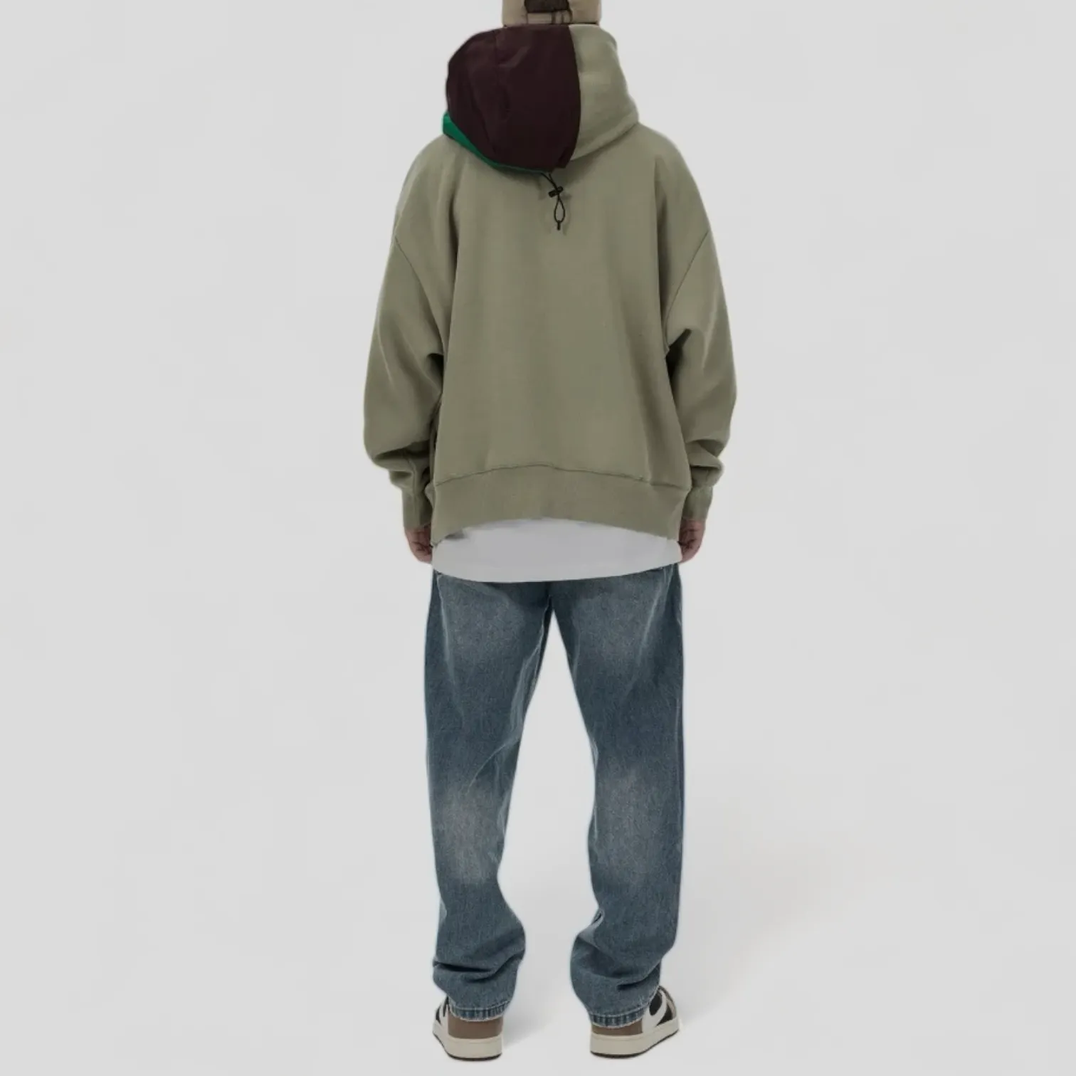 Oversized fit double hooded heavy fleece hoodie