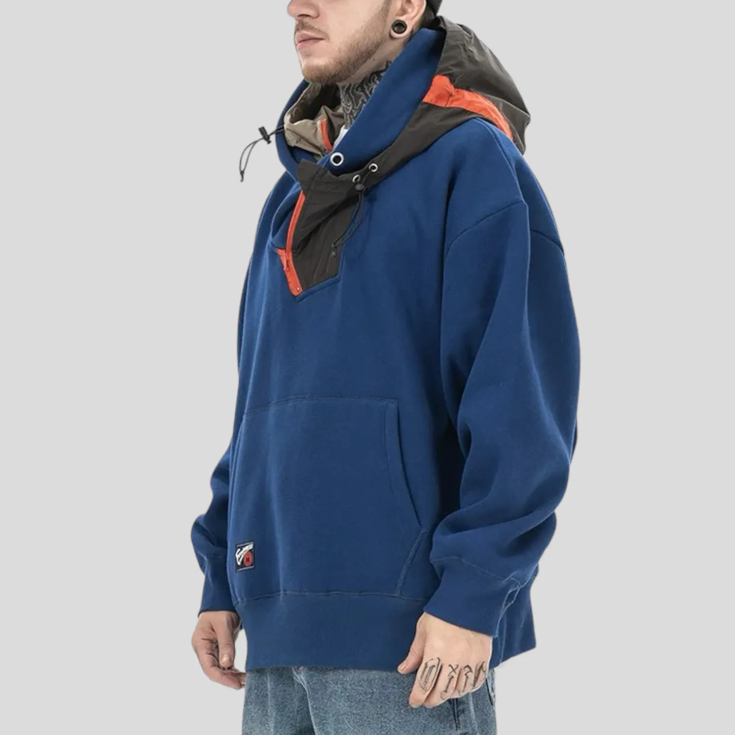 Oversized fit double hooded heavy fleece hoodie