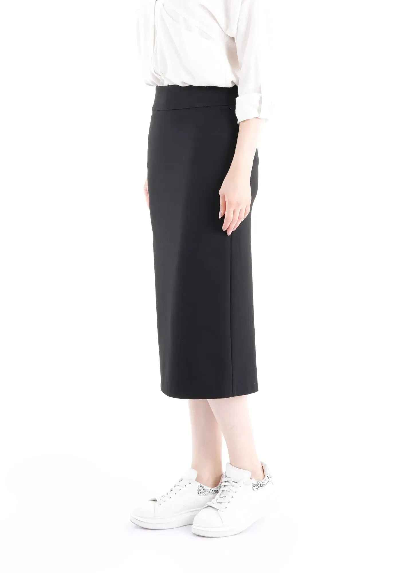 Pencil High Waisted Midi Skirt with Back Slit