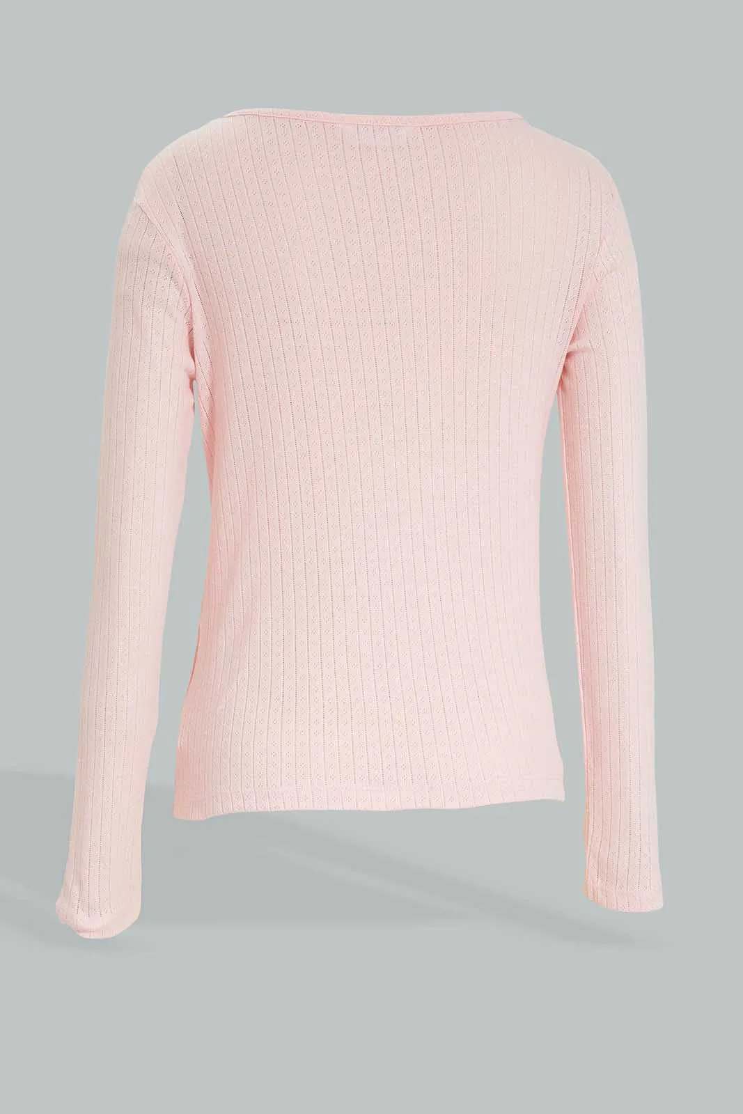 Pink Ribbed Thermal Top