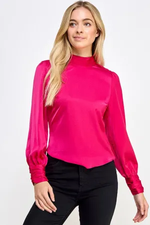 Posh In Pink Mock Neck Long Sleeve Top