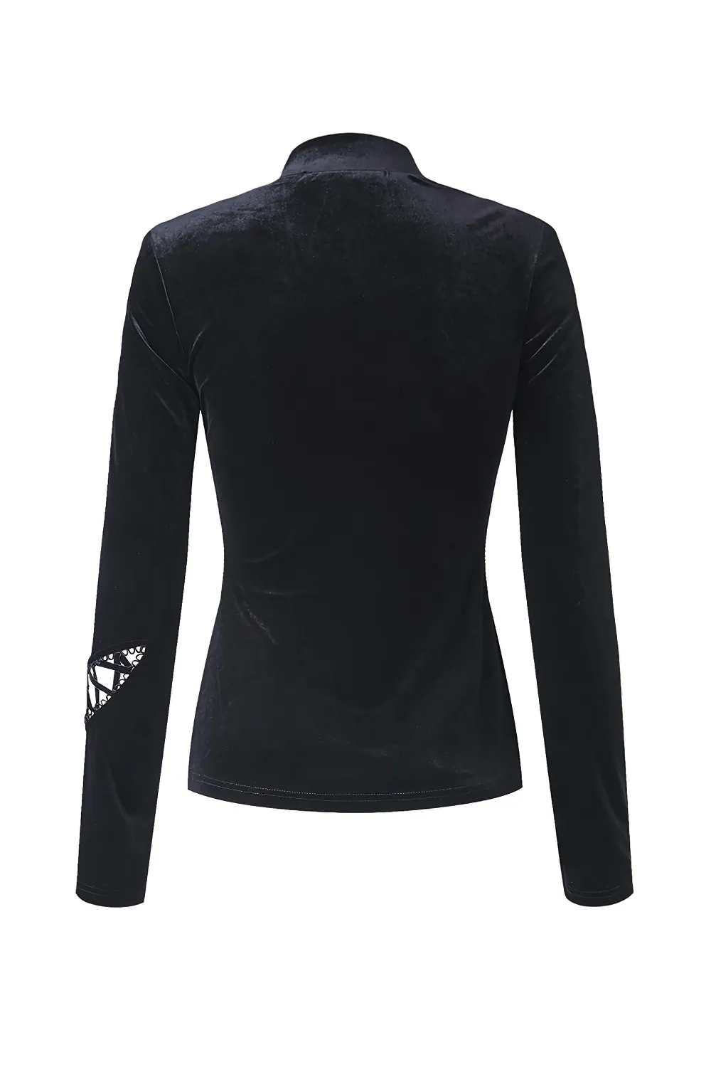 Punk Goth Lace-Up Velvet Turtleneck - Darkwear Top