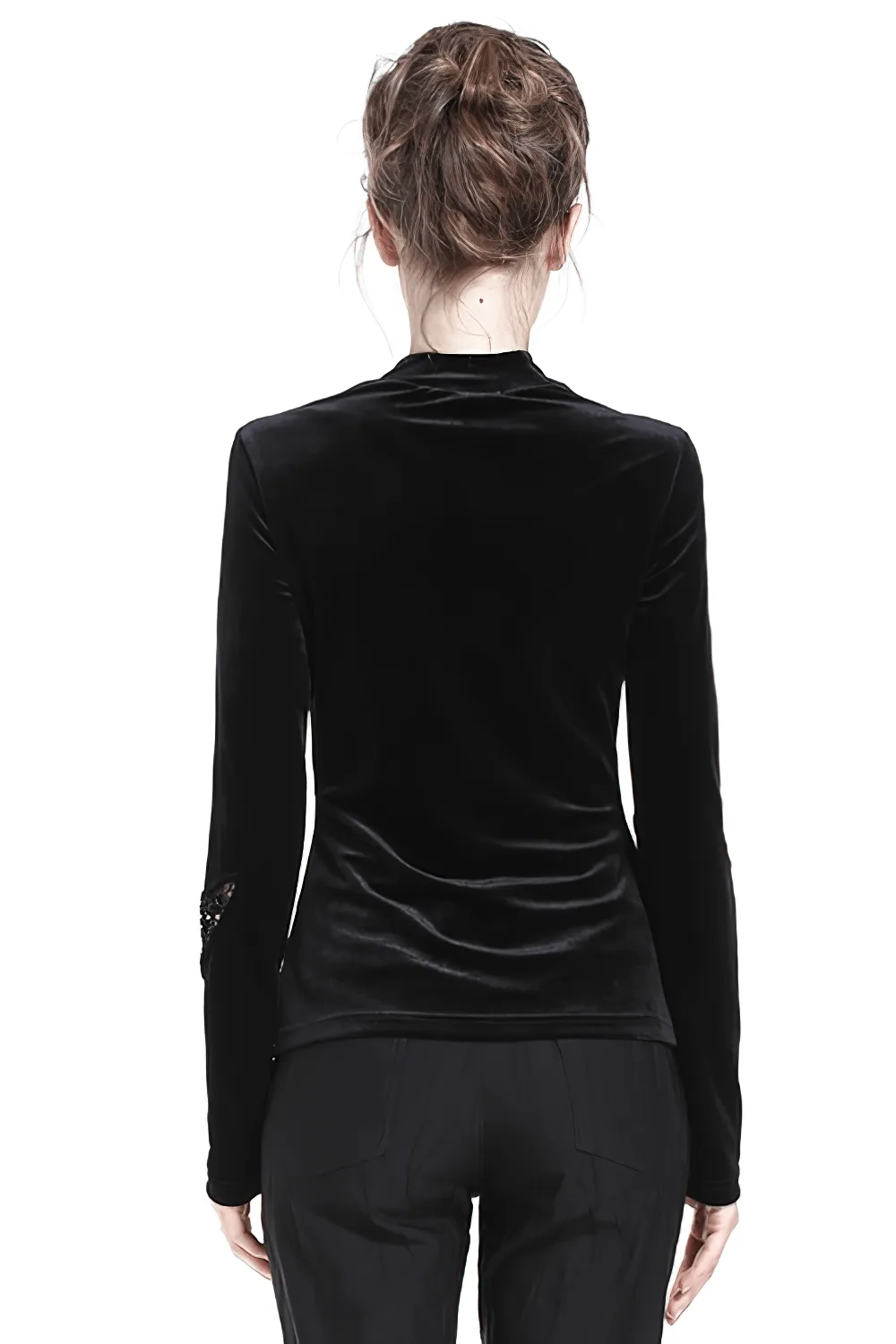 Punk Goth Lace-Up Velvet Turtleneck - Darkwear Top