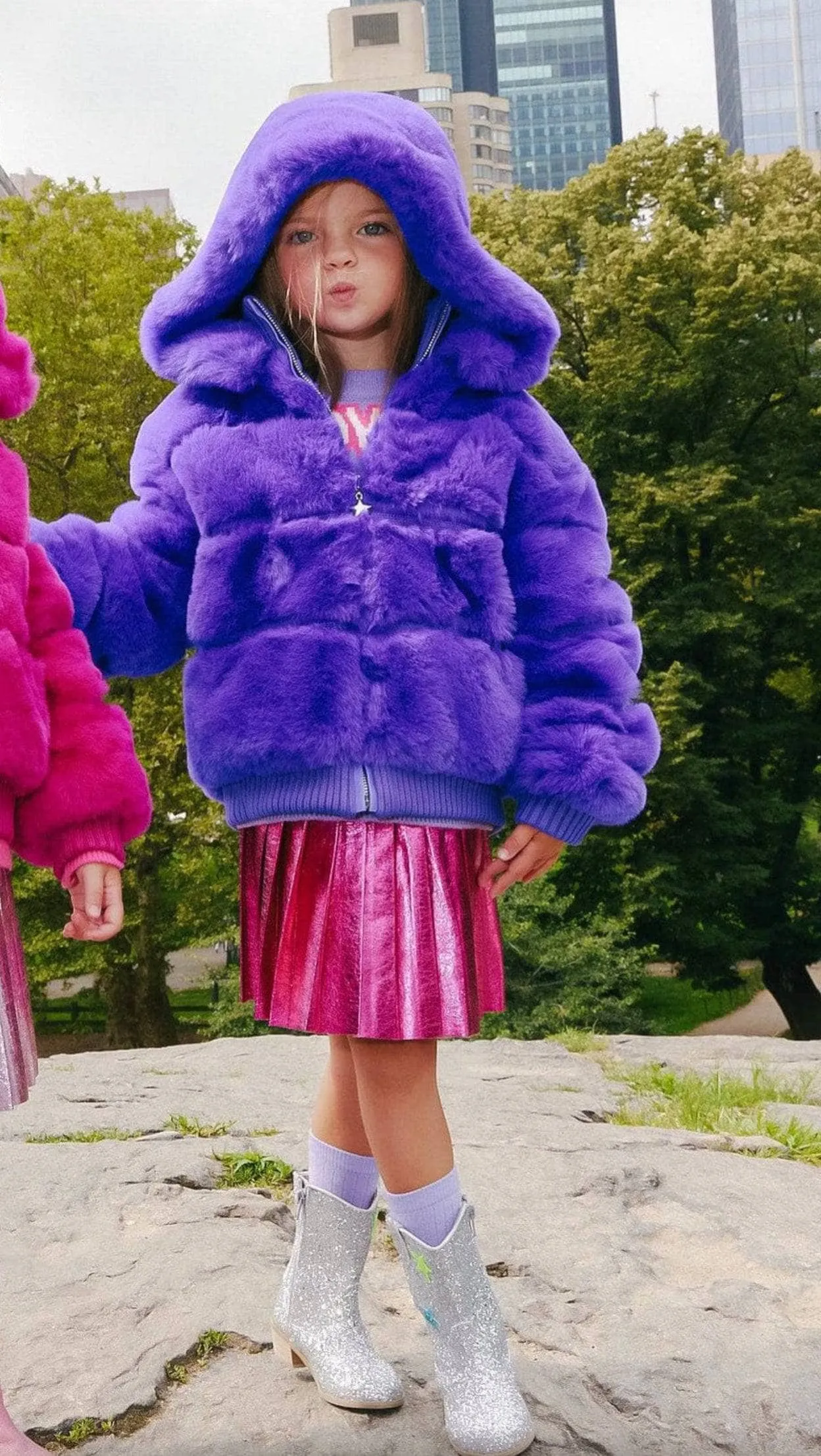 Purple Magic Faux Fur Coat