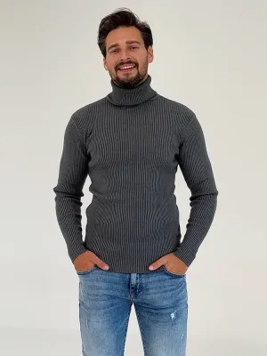 Ribbed Slim Fit Knitted Pullover Turtleneck Sweater (US Only)