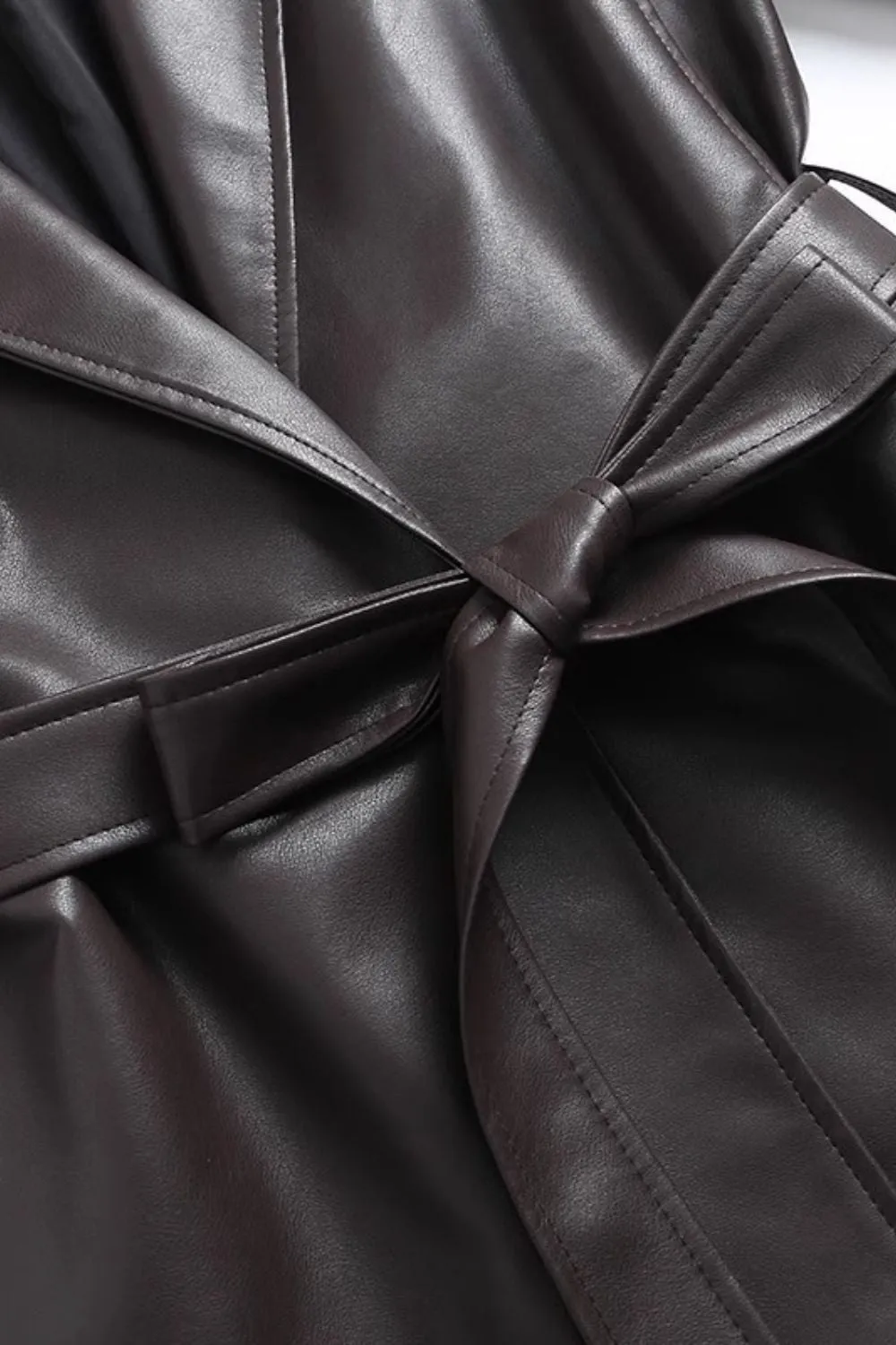 ‘Ruby’Leather-Look Belted Trench Coat