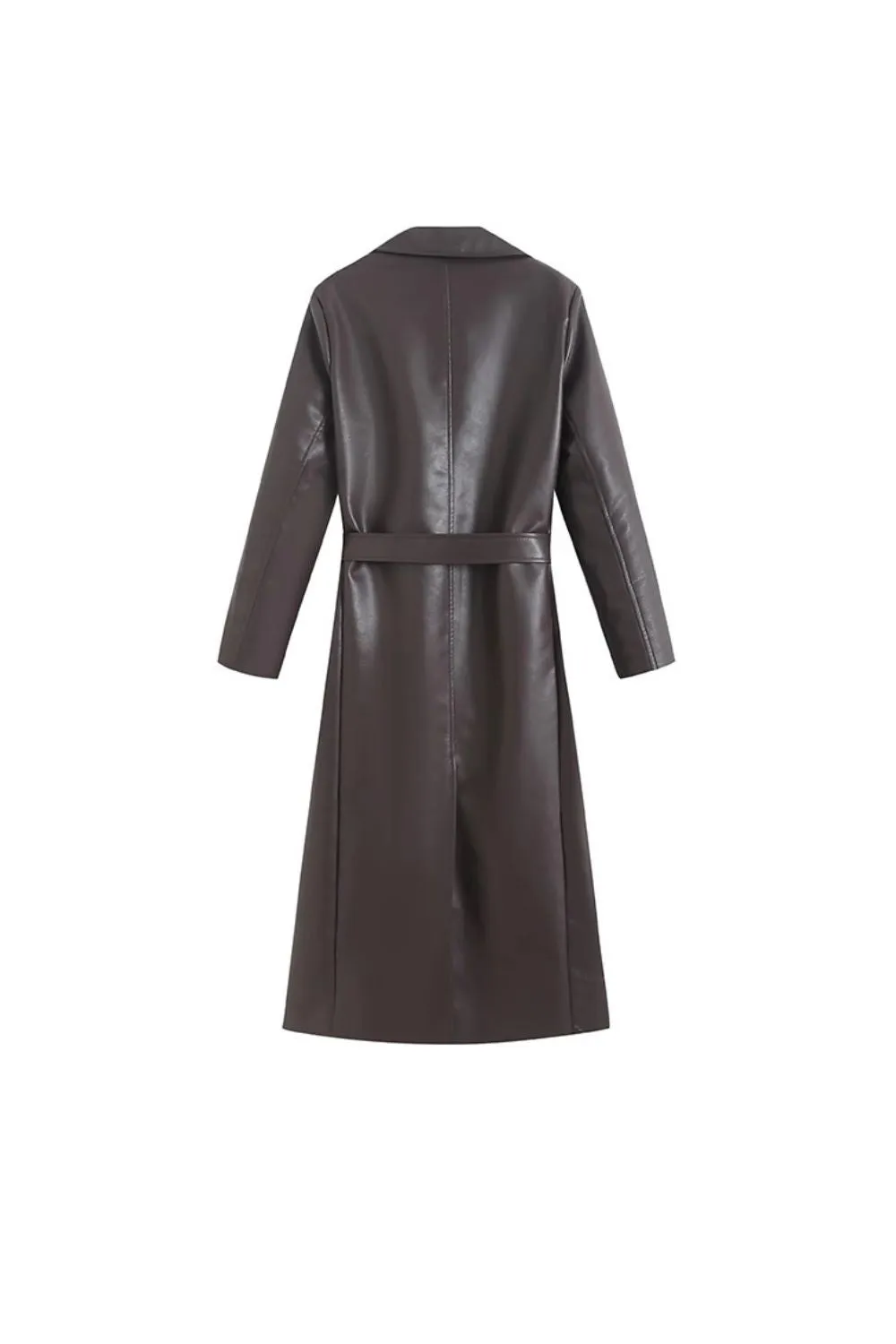 ‘Ruby’Leather-Look Belted Trench Coat