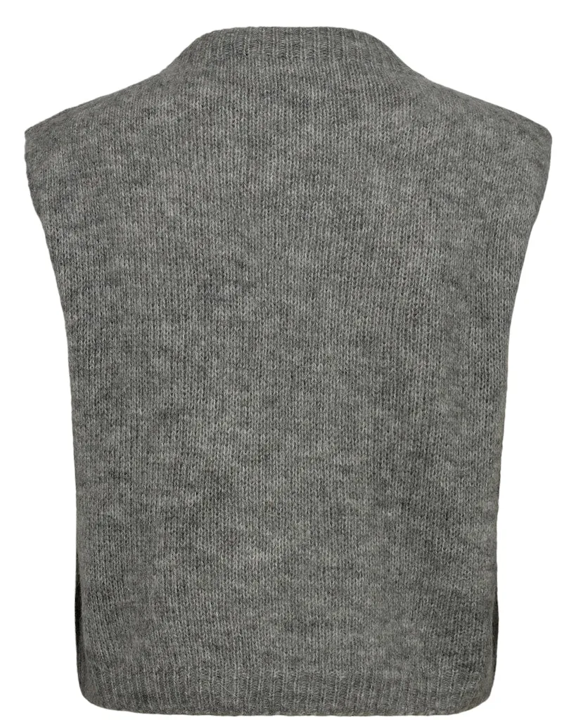 Saidani Knit Embellished Vest Medium Grey Melange