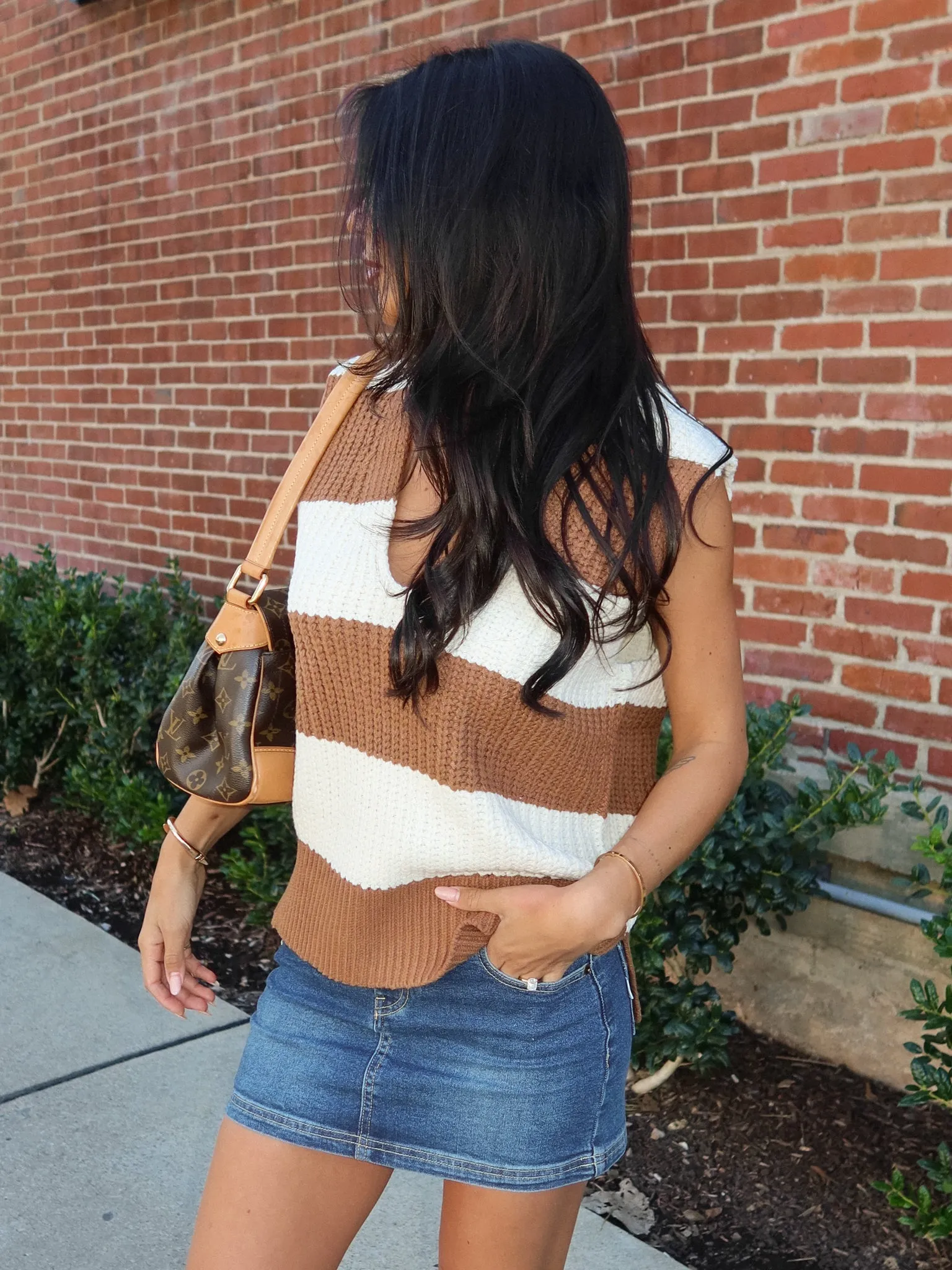 Salted Caramel Stripe Knit Vest - Final Sale