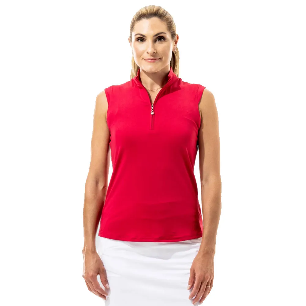 SanSoleil Sunglow Sleeveless Mock Neck Womens Golf Polo