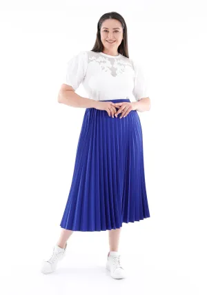 Sax Oversized Accordion Plise Midi Pleated Skirt