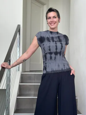 Shibori Ribbed Eco Cap Sleeve Mock Top