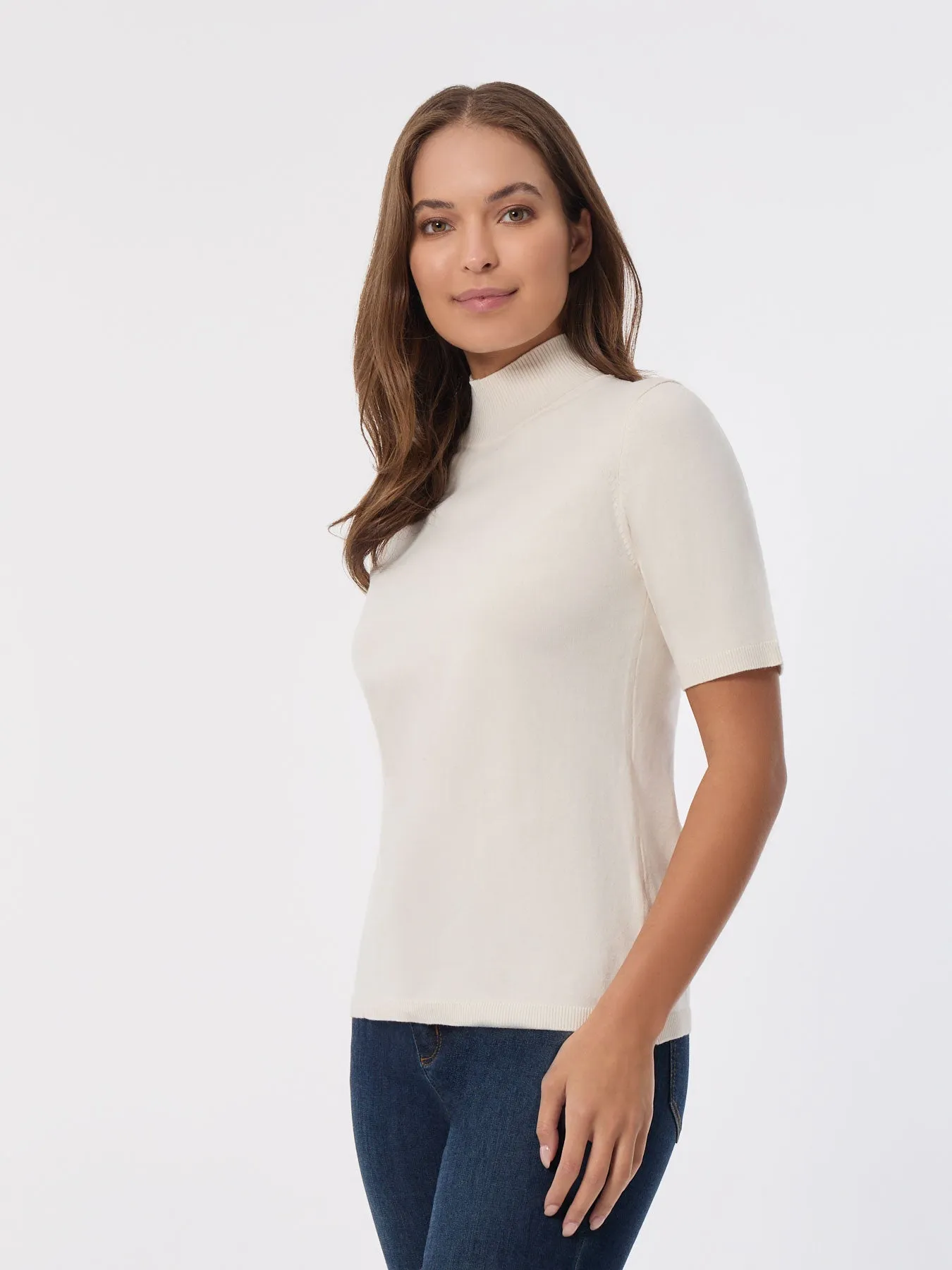 Short Sleeve Mock Neck Top