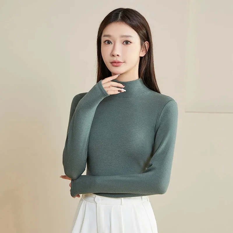 Silk Thermal Mock-Neck Top