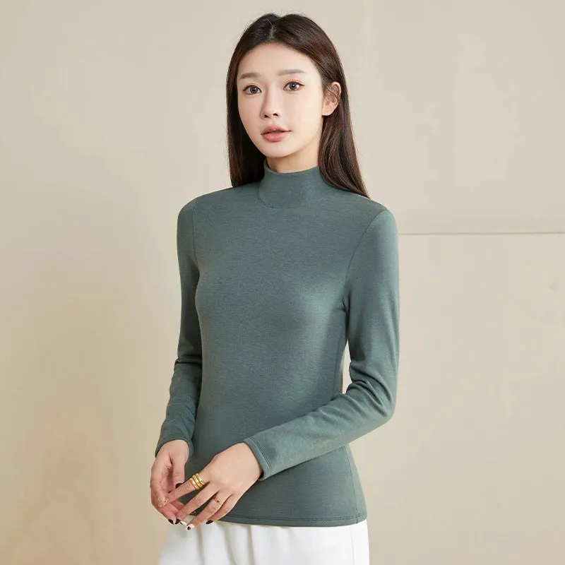 Silk Thermal Mock-Neck Top