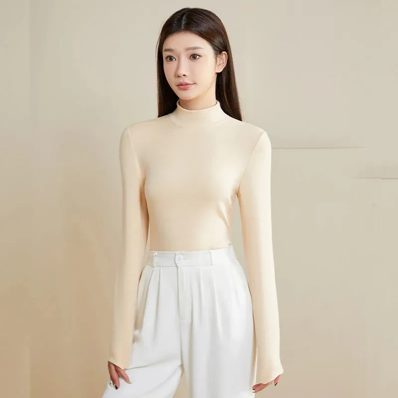 Silk Thermal Mock-Neck Top