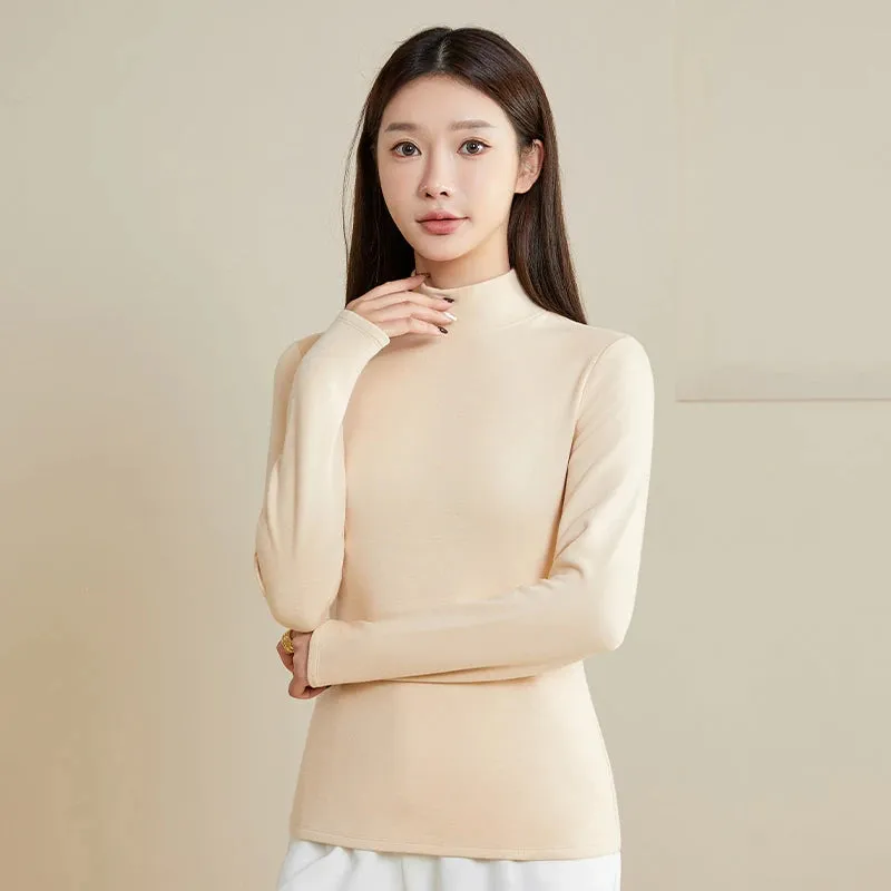 Silk Thermal Mock-Neck Top