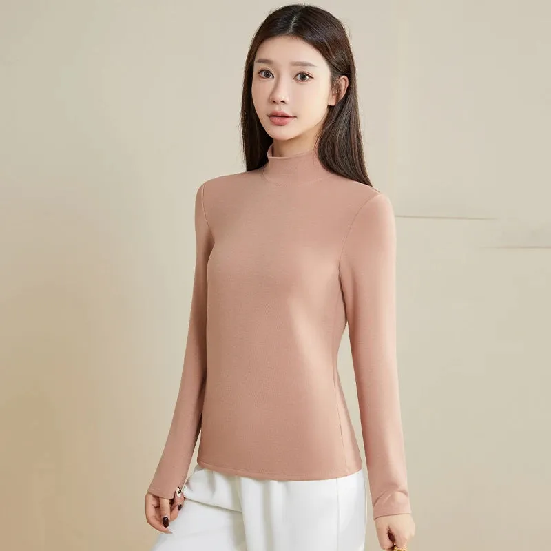 Silk Thermal Mock-Neck Top