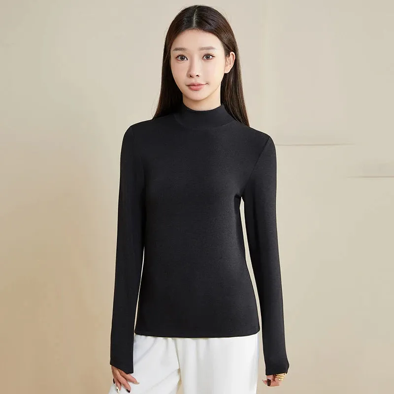 Silk Thermal Mock-Neck Top